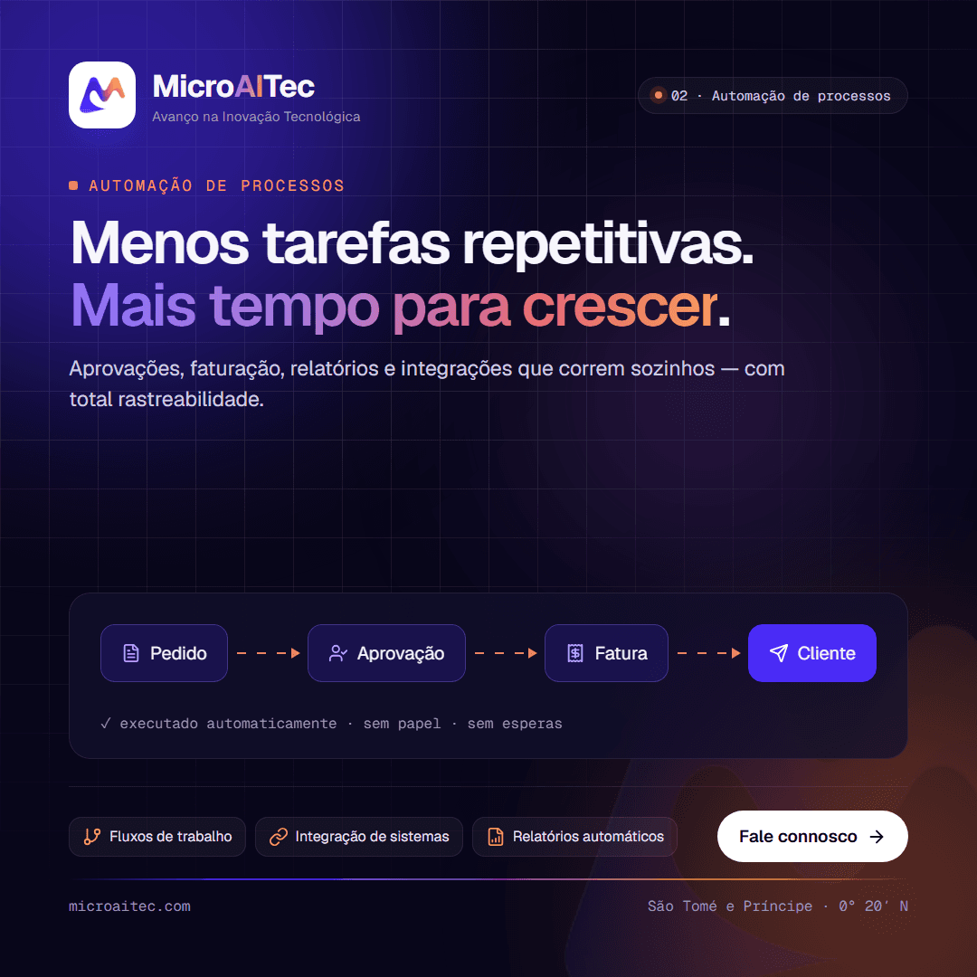 Automação de processos — Menos tarefas repetitivas, mais tempo para crescer.